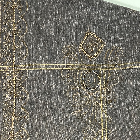 Laura Ashley Embellished Denim Jean Jacket- Small Petite - Picture 4 of 15
